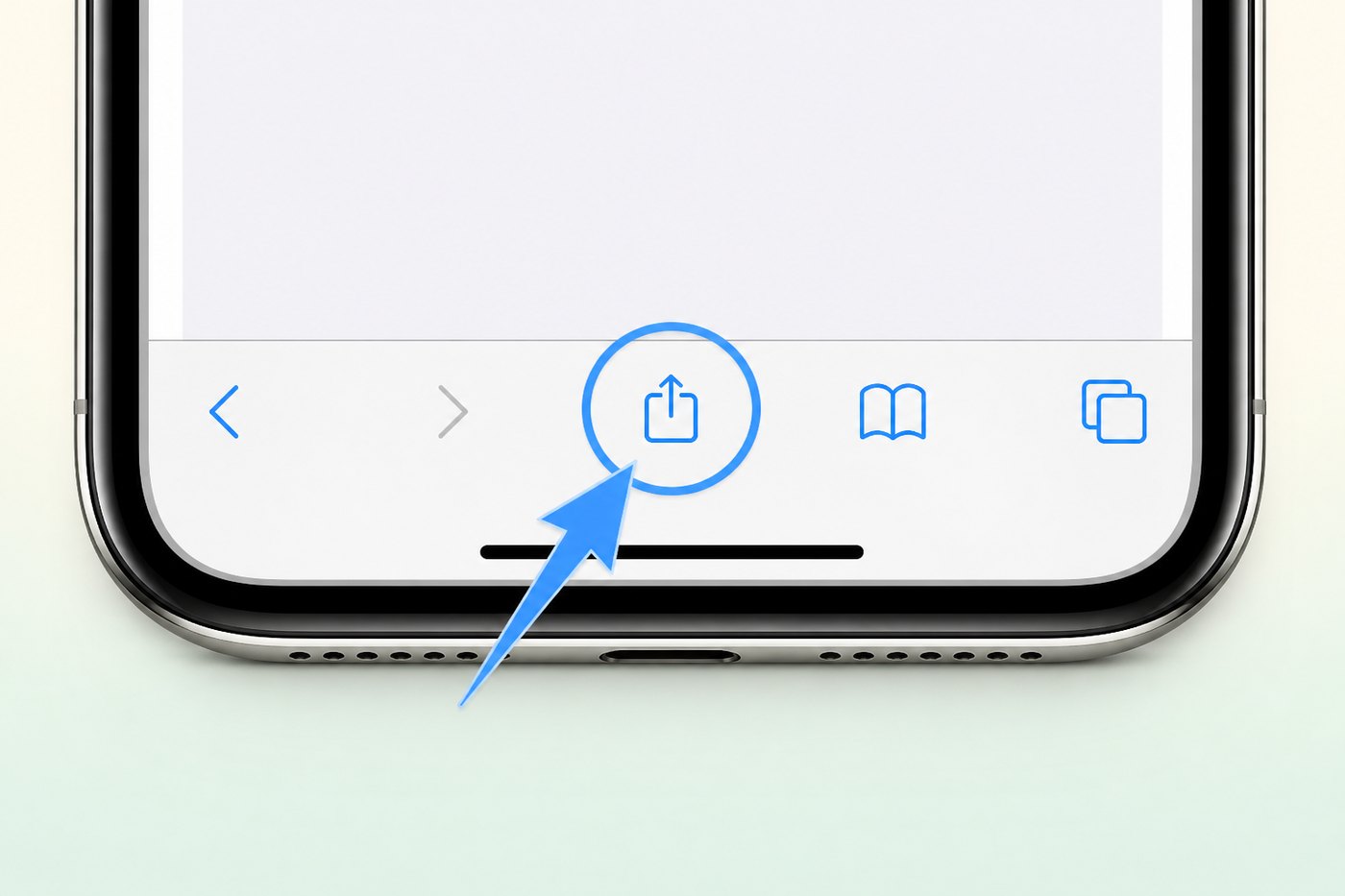点 Safari 底栏中间的分享按钮